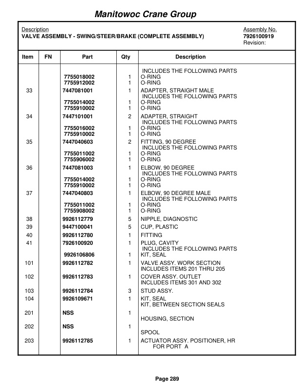 Grove RT890E3 Crane Parts Manual 229892 2008-2