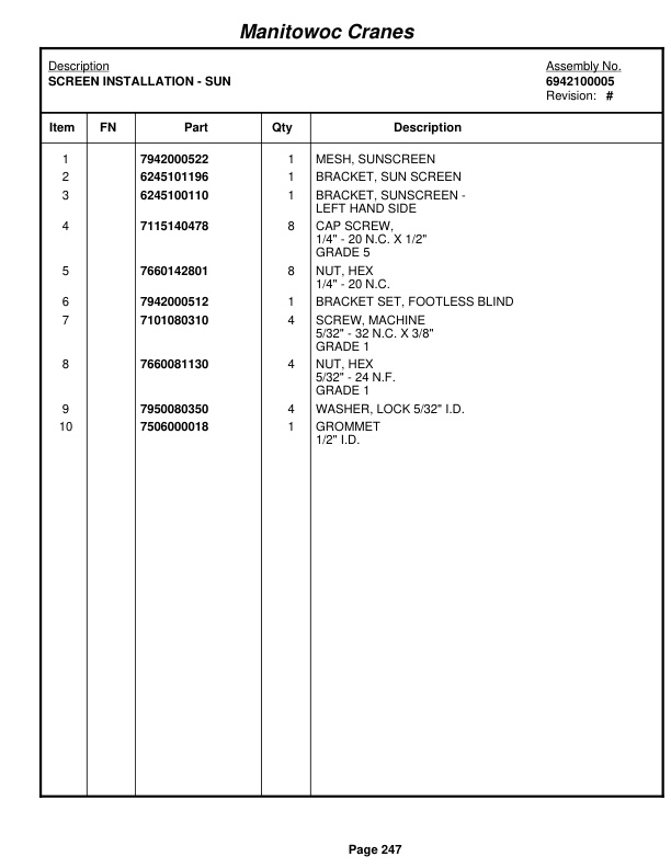 Grove RT890E3 Crane Parts Manual 230875 2009-2