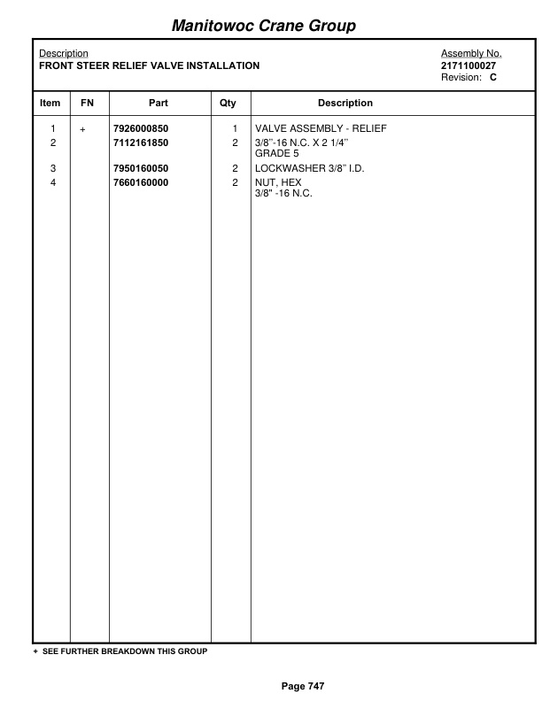 Grove RT9100 Crane Parts Manual 87765 2004-3