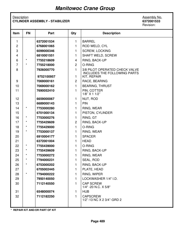 Grove RT980 Crane Parts Manual 45158 2005-3