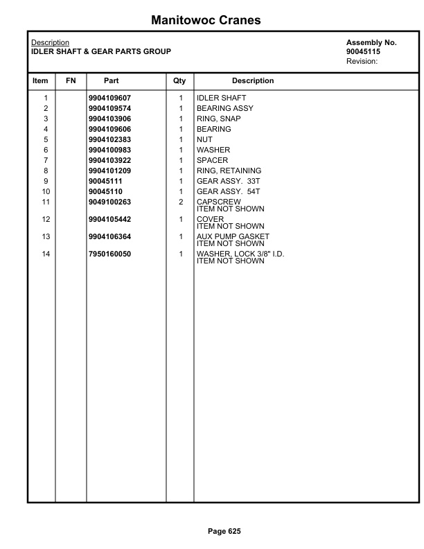 Grove GRT655 - 55US T Crane Parts Manual 236562 2019-3