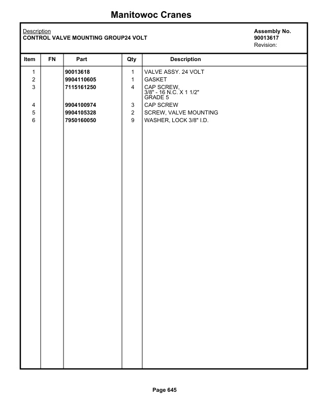 Grove GRT655 - 55US T Crane Parts Manual 236564 2020-3