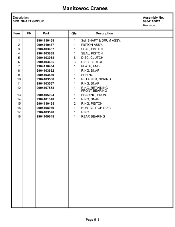 Grove GRT655 - 55US T Crane Parts Manual 615398 2020-3