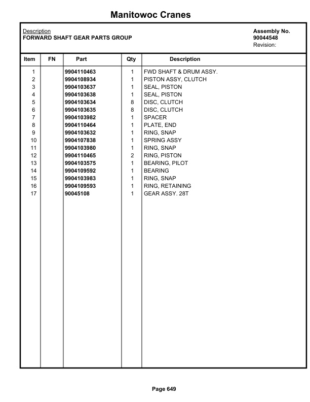 Grove GRT655L - 55US Crane Parts Manual 236487 2019-3