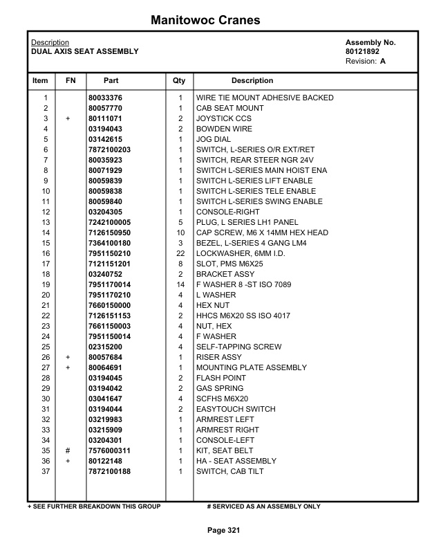 Grove GRT655L - 55US Crane Parts Manual 236998 2020-2