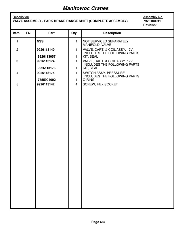 Grove RT650E - 50US T Crane Parts Manual 235713 2017-3