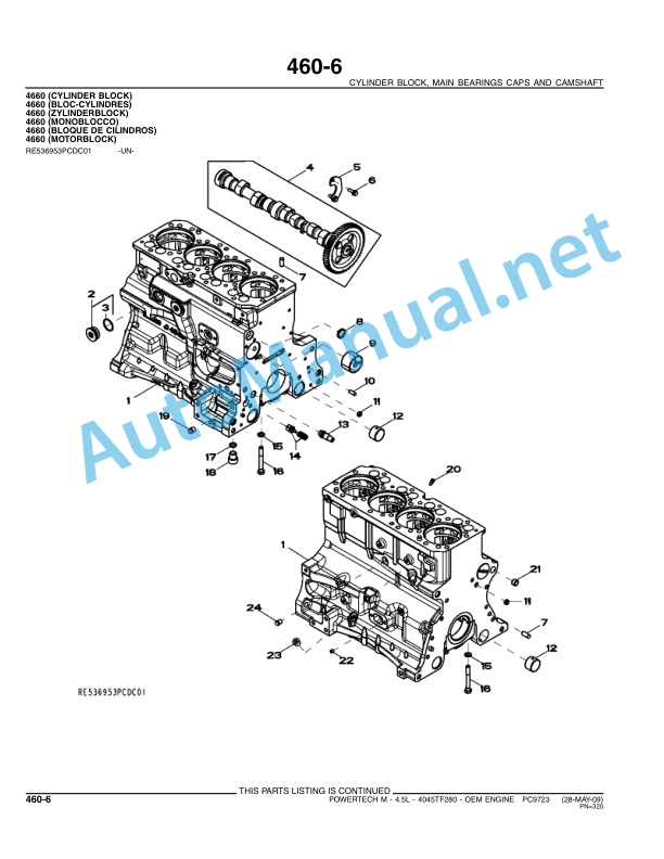 John Deere POWERTECH - M 4.5L OEM Engine (4045TF280) Parts Catalog PC9723 May-09-4
