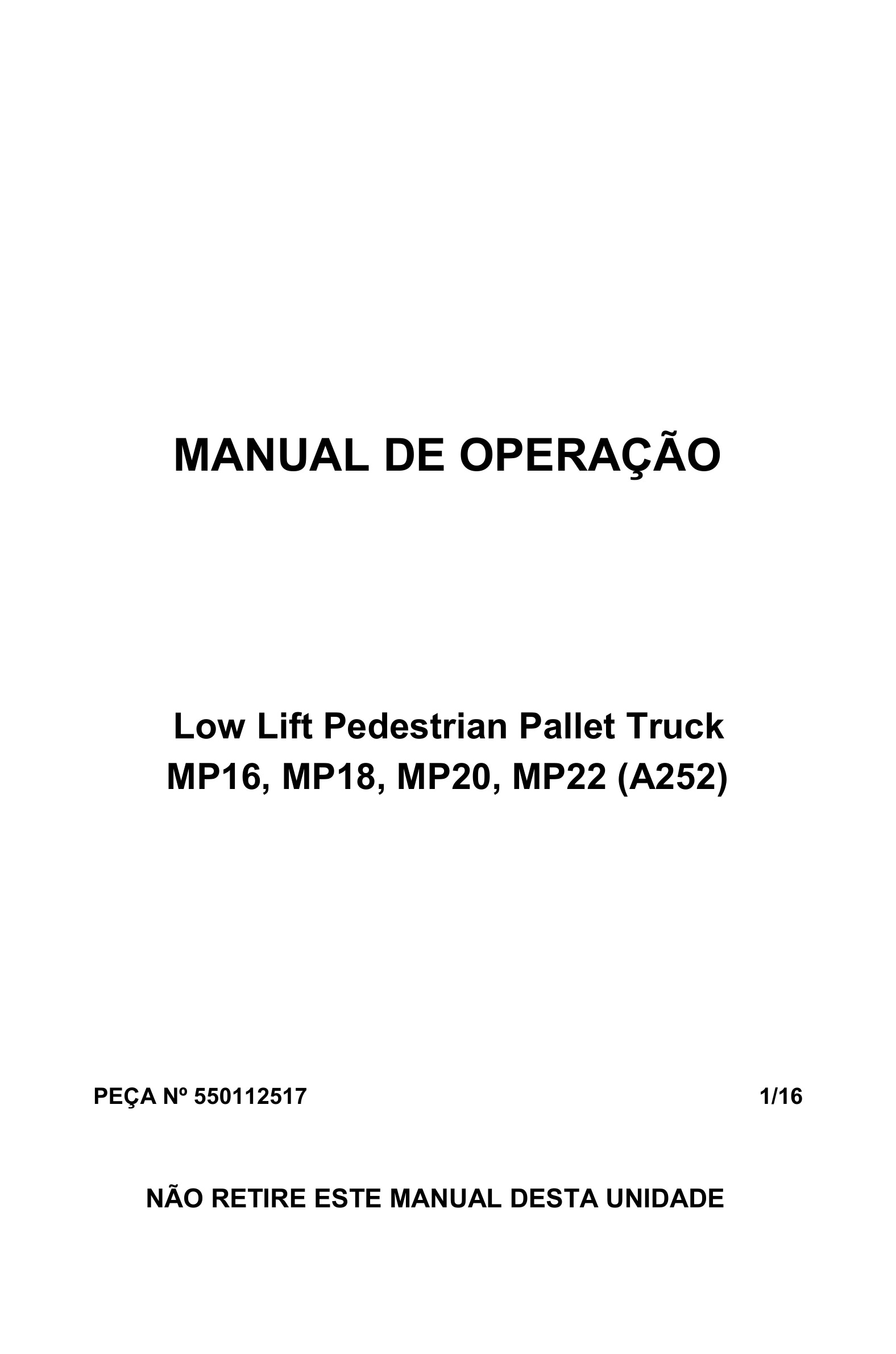 Yale A252 MP22 BR Forklift Service Manual