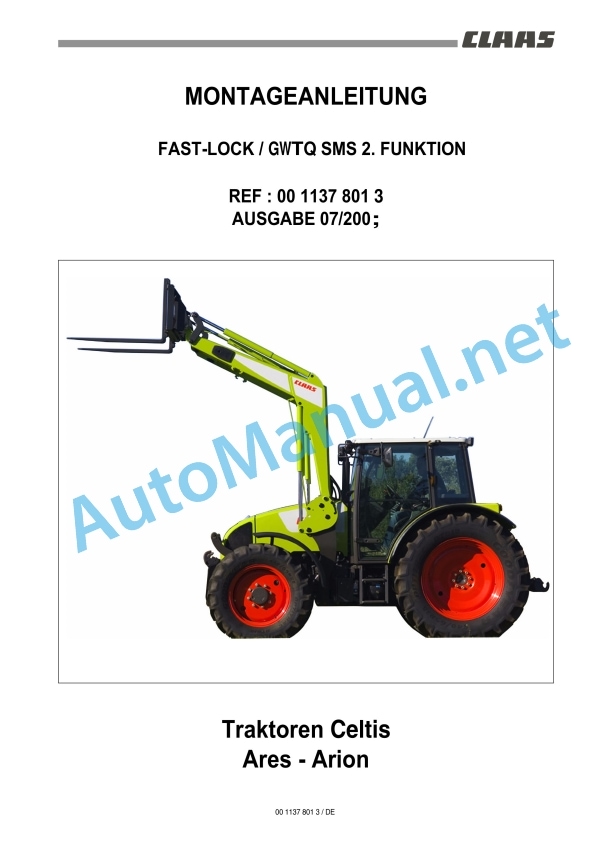 Claas Celtis 456 426 A24 Tractors Assembly Instruction EN