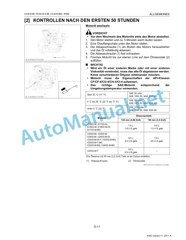 Kubota 03-M-E3B Series, 03-M-DI-E3B Series, 03 Workshop Manual PDF DE-2