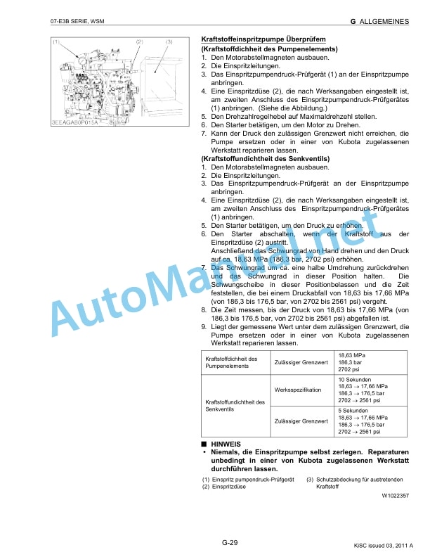 Kubota 07-E3B Series Diesel Engine Workshop Manual PDF DE-2