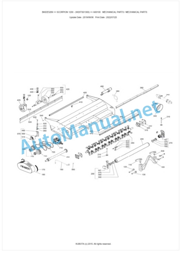 Kubota 1200 SCORPION Parts Manual PDF BKIDE5269-2