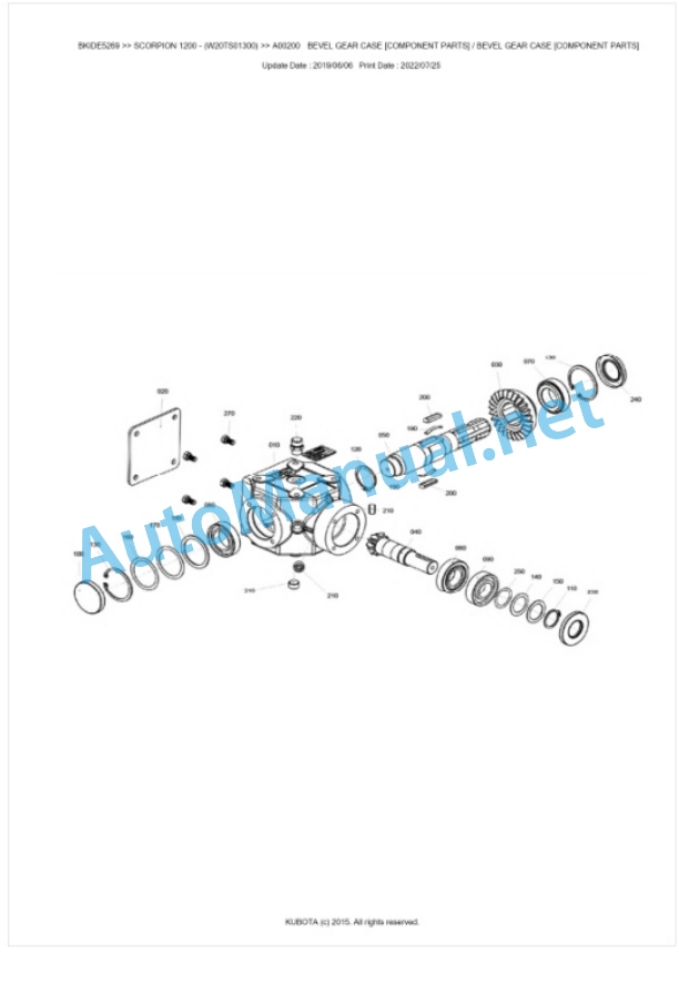 Kubota 1200 SCORPION Parts Manual PDF BKIDE5269-3