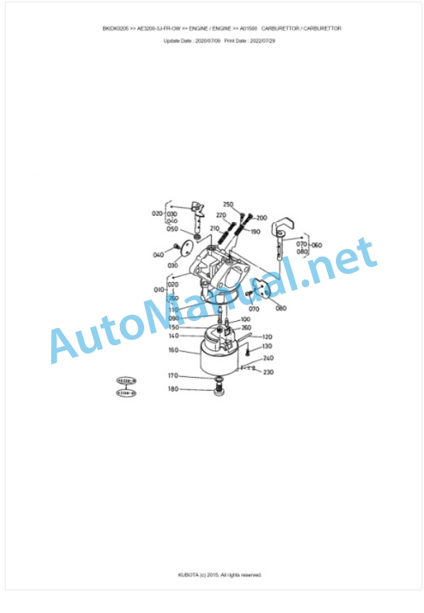 Kubota AE3200-3J-FR-OW Parts Manual PDF BKIDK0205-2