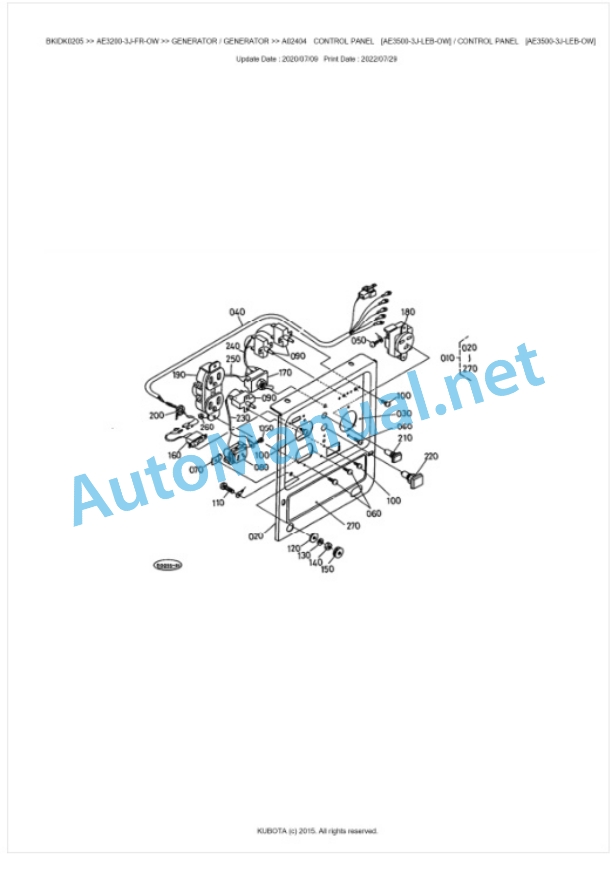 Kubota AE3200-3J-FR-OW Parts Manual PDF BKIDK0205-5