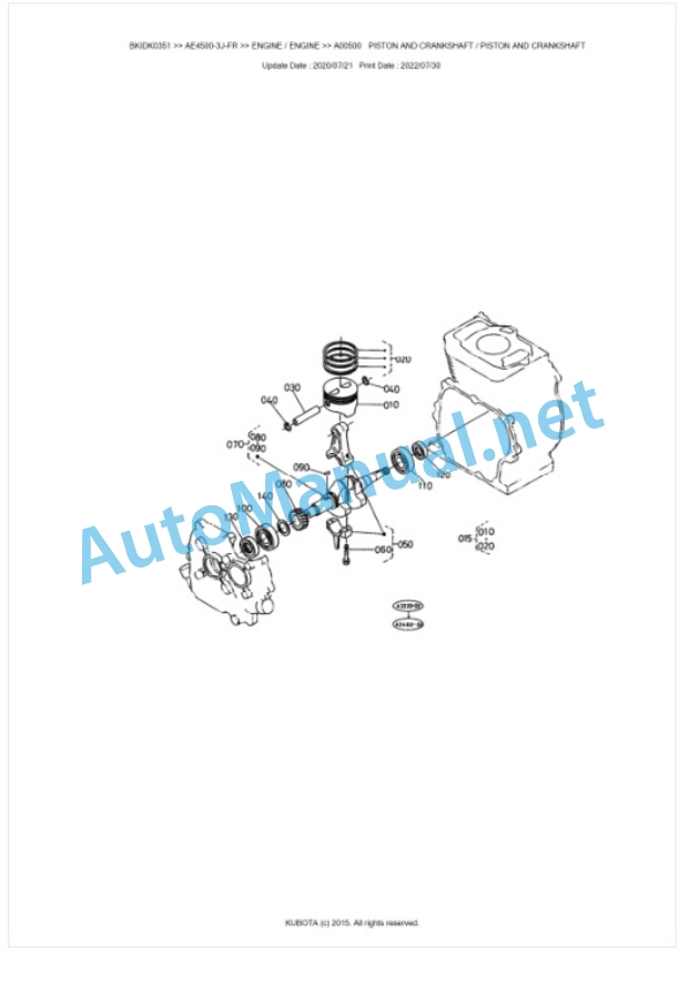 Kubota AE4500-3J-FR Parts Manual PDF BKIDK0351-2