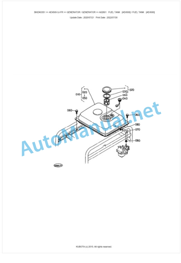 Kubota AE4500-3J-FR Parts Manual PDF BKIDK0351-5