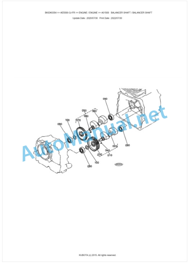 Kubota AE5500-3J-FR Parts Manual PDF BKIDK0354-2