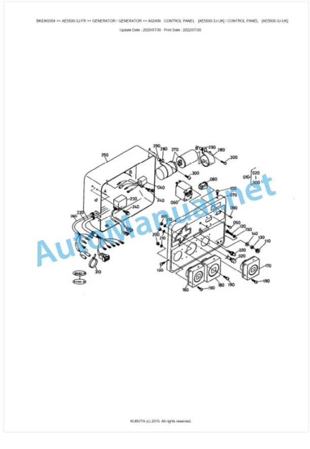 Kubota AE5500-3J-FR Parts Manual PDF BKIDK0354-4