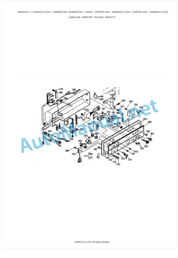 Kubota AV6500-B-3J-LEB Parts Manual PDF BKIDK0337-2