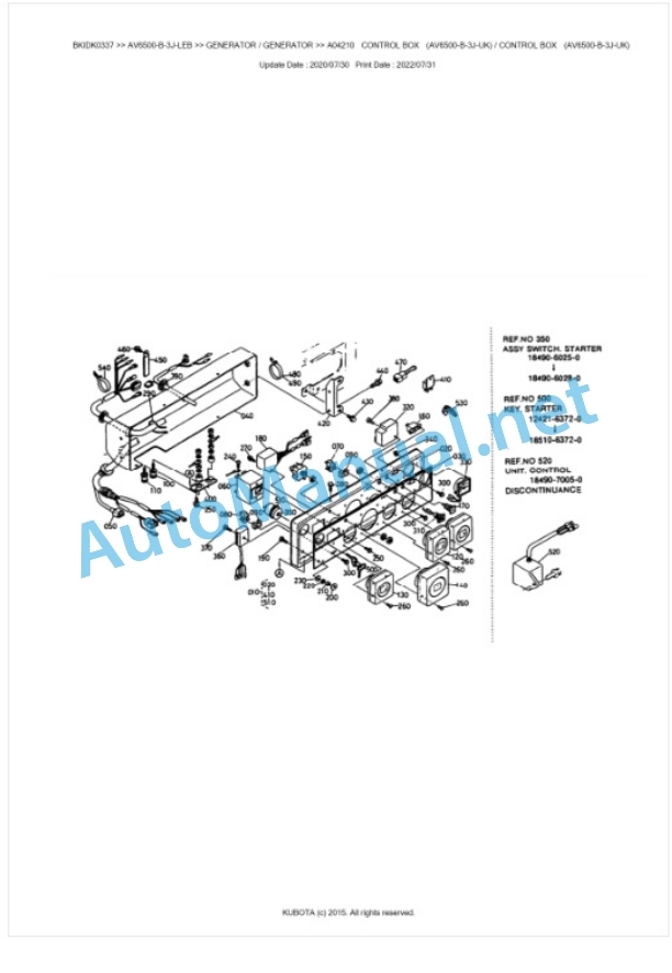 Kubota AV6500-B-3J-LEB Parts Manual PDF BKIDK0337-3