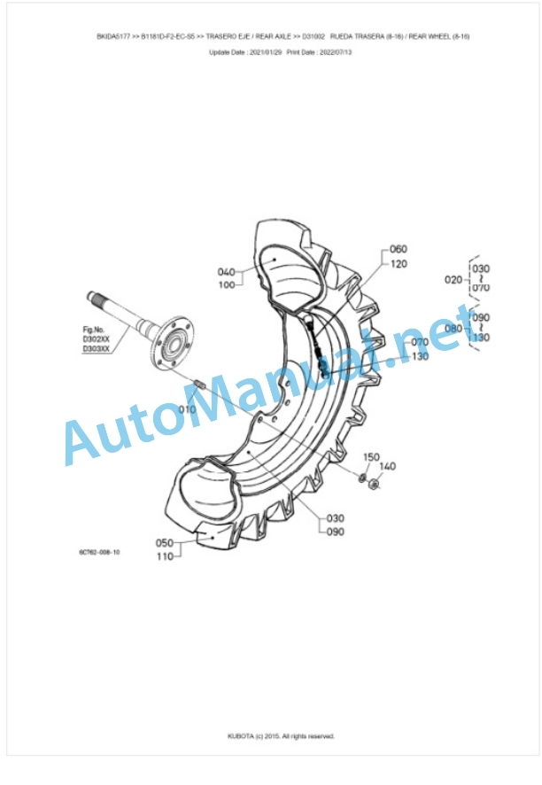 Kubota B1181D-F2-EC-S5 Parts Manual PDF BKIDA5177-4