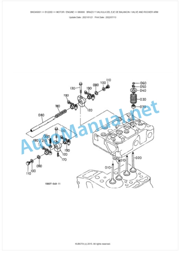 Kubota B1220D Tractor Parts Manual PDF BKIDA5001-2