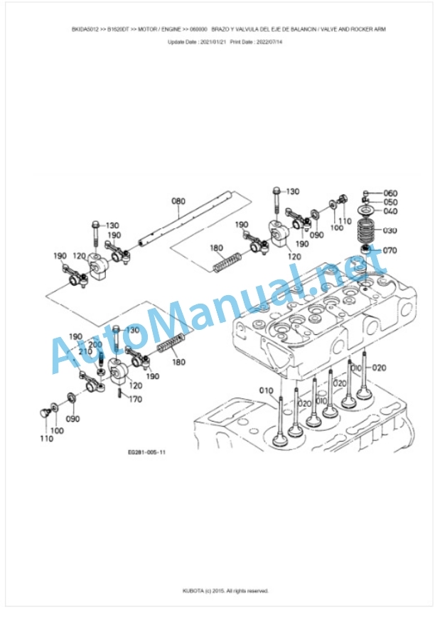 Kubota B1620DT Tractor Parts Manual PDF BKIDA5012-2