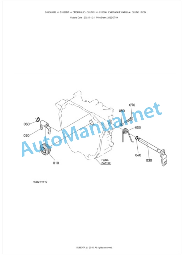 Kubota B1620DT Tractor Parts Manual PDF BKIDA5012-3