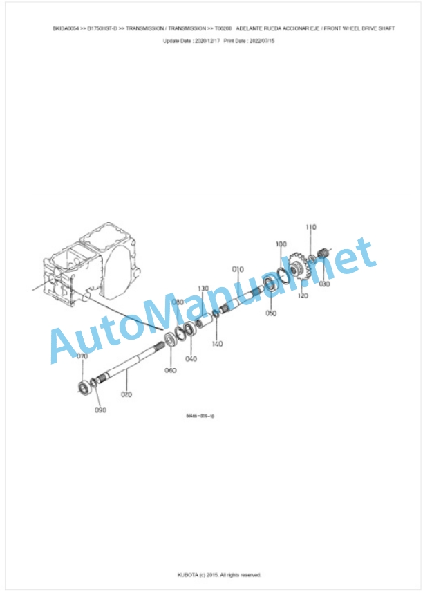 Kubota B1750HST-D Parts Manual PDF BKIDA0054-3