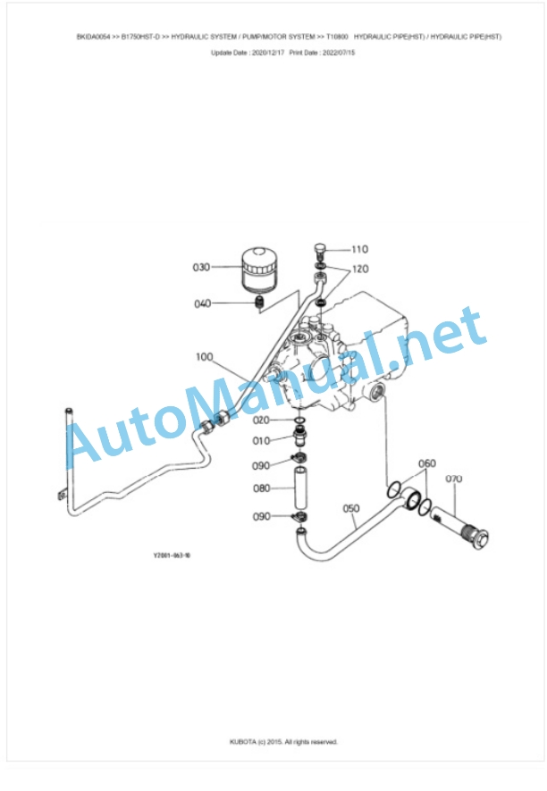 Kubota B1750HST-D Parts Manual PDF BKIDA0054-5