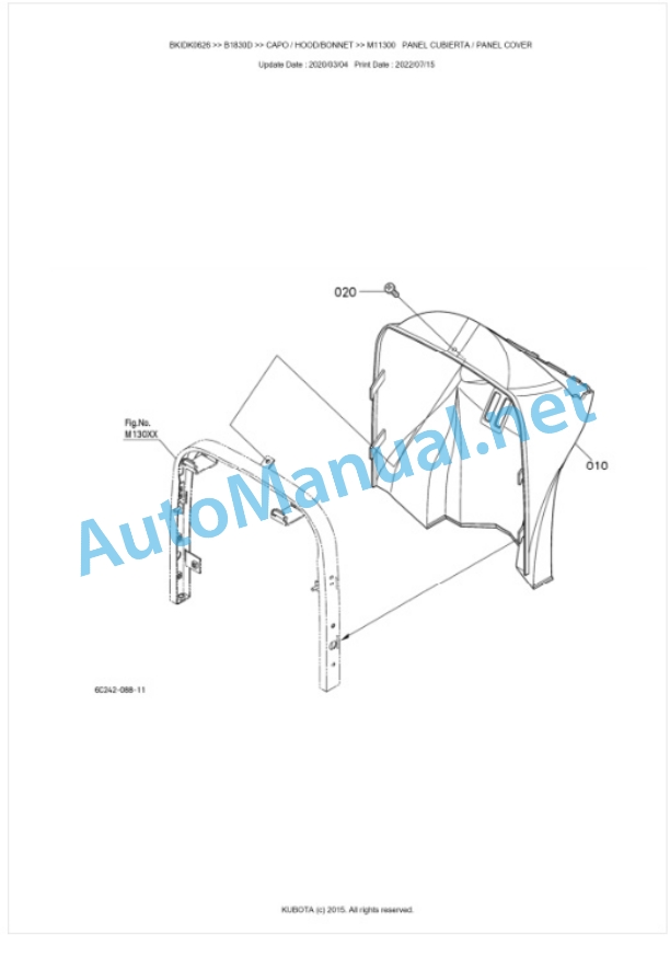 Kubota B1830D, B2320D, B2530D Tractor Parts Manual PDF BKIDK0626-5