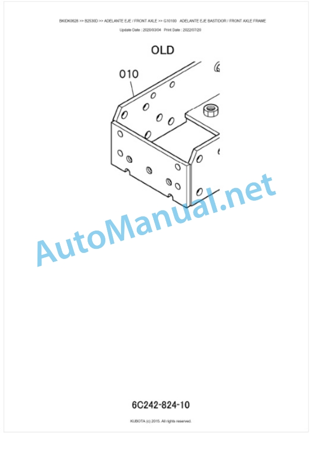 Kubota B1830D, B2320D, B2530D Tractor Parts Manual PDF BKIDK0628-3