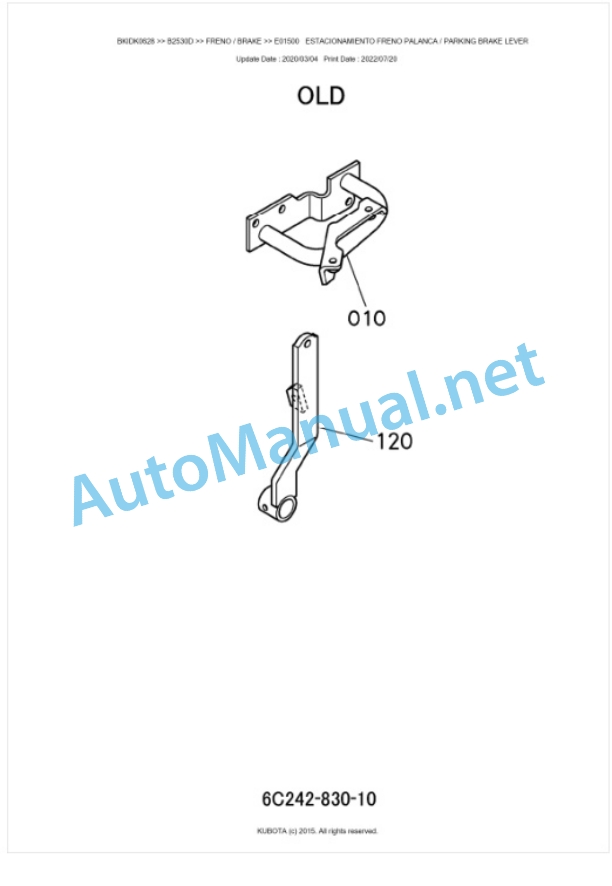 Kubota B1830D, B2320D, B2530D Tractor Parts Manual PDF BKIDK0628-4