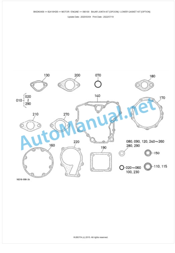 Kubota B2110HDB, B2410HDB Tractor Parts Manual PDF BKIDK0458-2