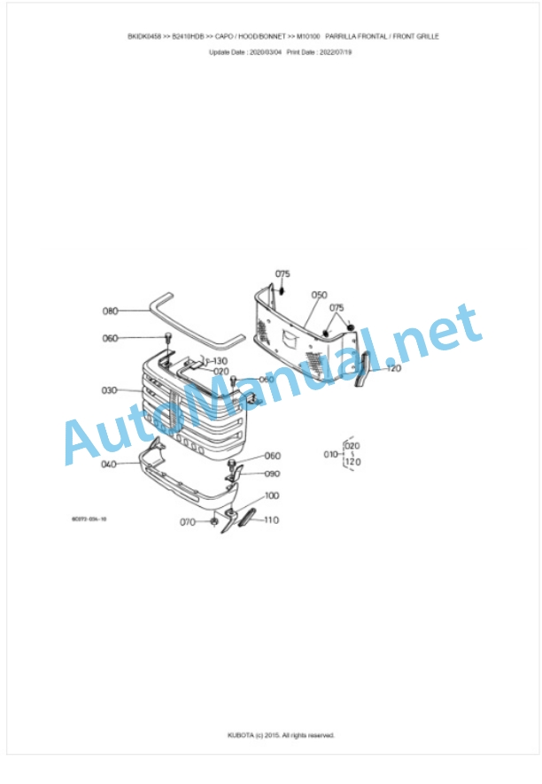 Kubota B2110HDB, B2410HDB Tractor Parts Manual PDF BKIDK0458-5