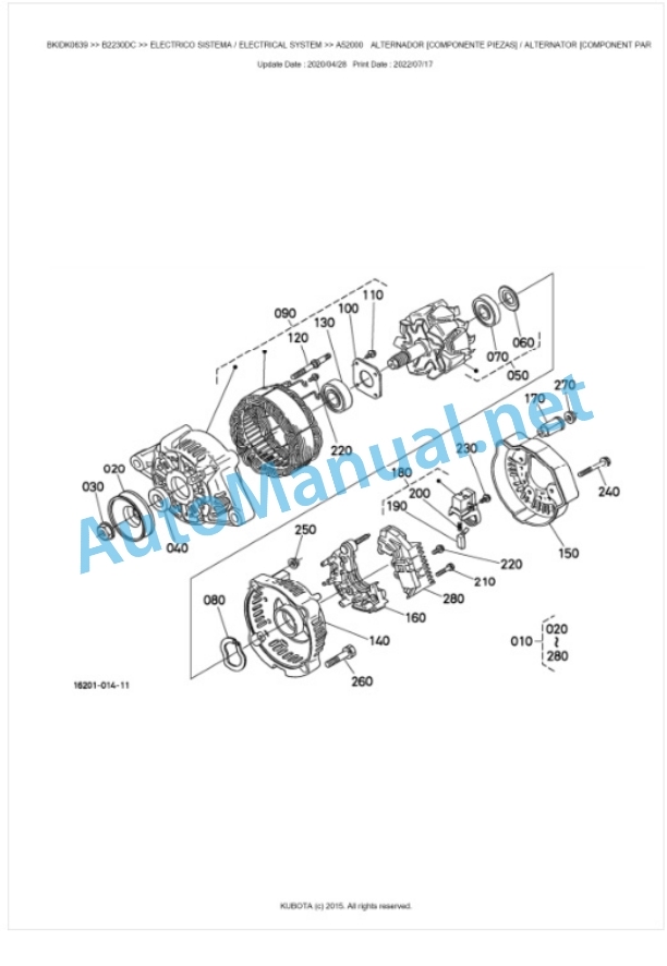 Kubota B2230DC, B2530DC Tractor Parts Manual PDF BKIDK0639-2