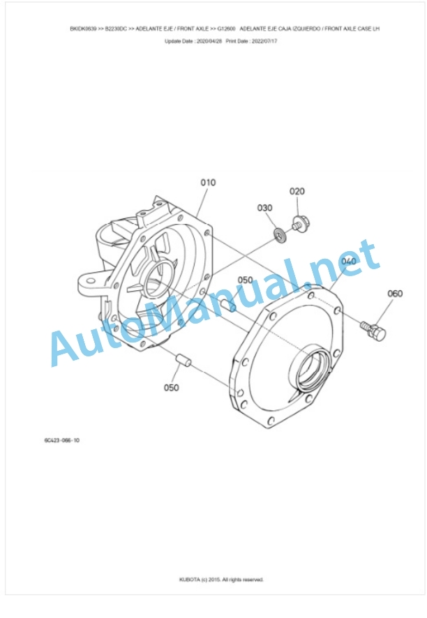 Kubota B2230DC, B2530DC Tractor Parts Manual PDF BKIDK0639-3