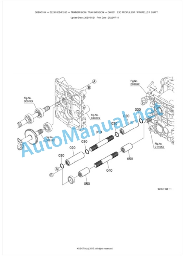 Kubota B2231HDB-F2-S5 Tractor Parts Manual PDF BKIDK5314-3