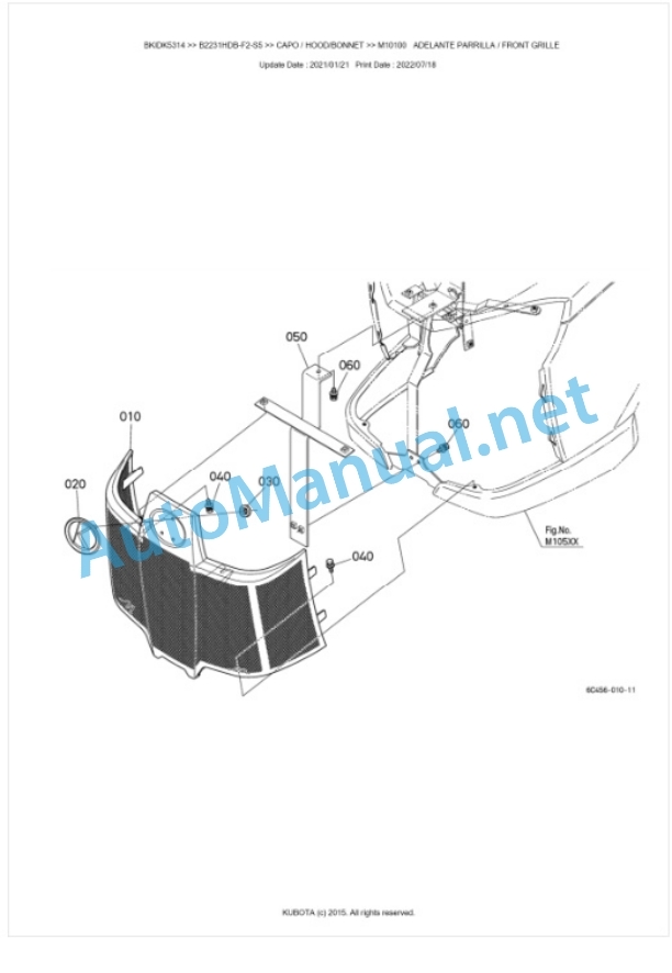 Kubota B2231HDB-F2-S5 Tractor Parts Manual PDF BKIDK5314-5