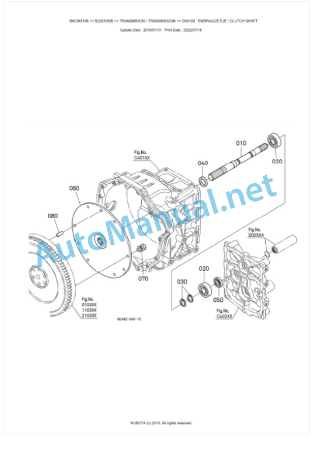 Kubota B2261HDB Tractor Parts Manual PDF BKIDK5196-3