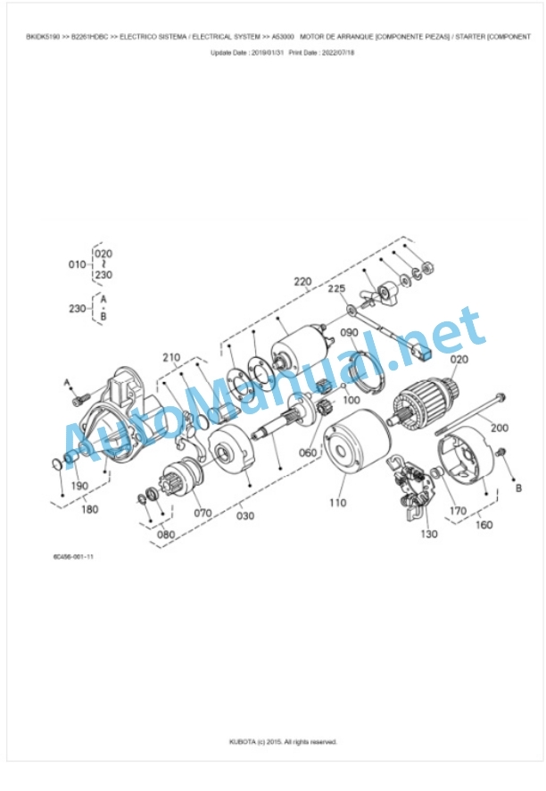 Kubota B2261HDBC Tractor Parts Manual PDF BKIDK5190-2