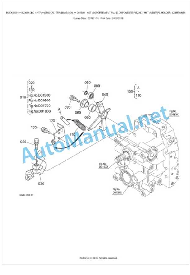 Kubota B2261HDBC Tractor Parts Manual PDF BKIDK5190-3