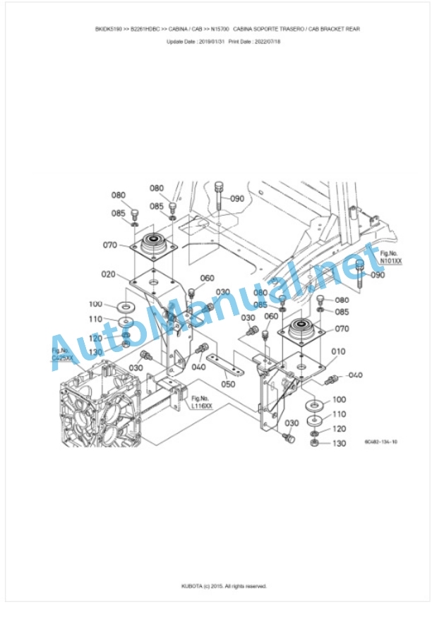 Kubota B2261HDBC Tractor Parts Manual PDF BKIDK5190-5