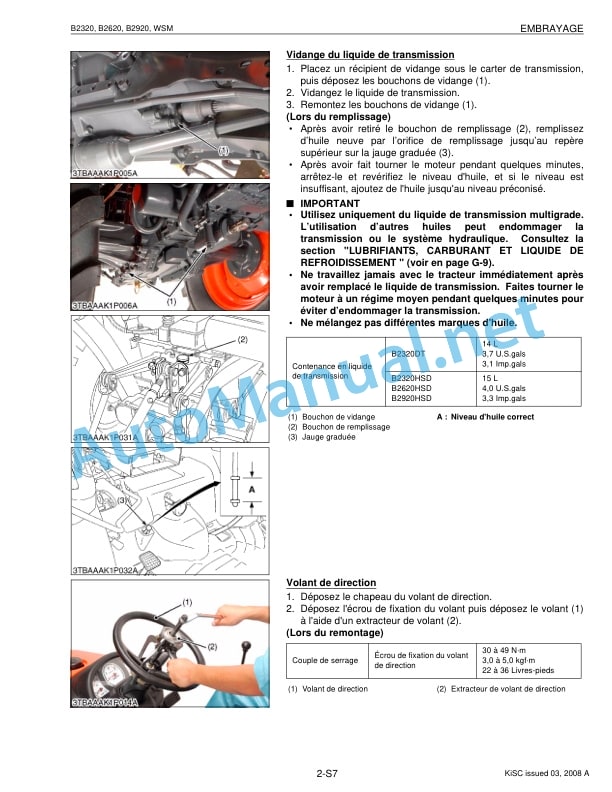 Kubota B2320, B2620, B2920 Tractor Workshop Manual PDF FR-3