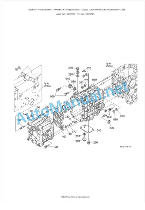 Kubota B2650DB-M Tractor Parts Manual PDF BKIDK5074-3