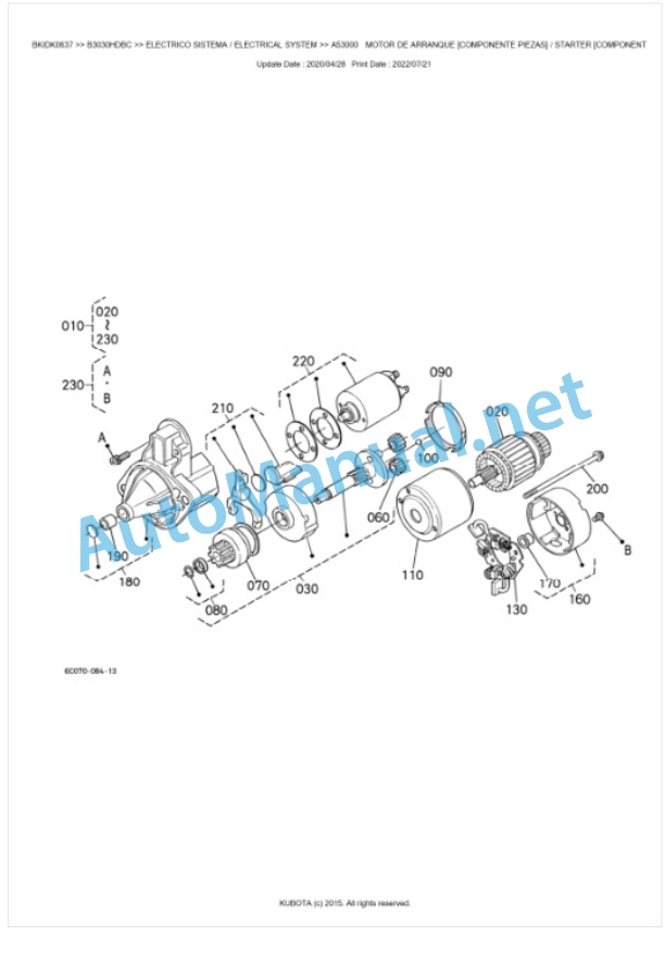 Kubota B3030HDBC Tractor Parts Manual PDF BKIDK0637-2