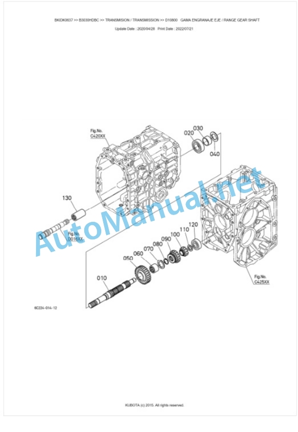 Kubota B3030HDBC Tractor Parts Manual PDF BKIDK0637-3