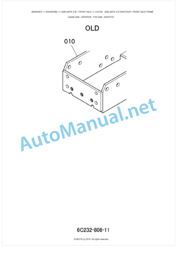 Kubota B3030HDBC Tractor Parts Manual PDF BKIDK0637-4