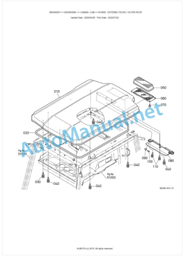 Kubota B3030HDBC Tractor Parts Manual PDF BKIDK0637-5